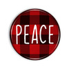 Peace Christmas Red Plaid Pocelain Magnet