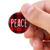 Peace Christmas Red Plaid Pocelain Magnet