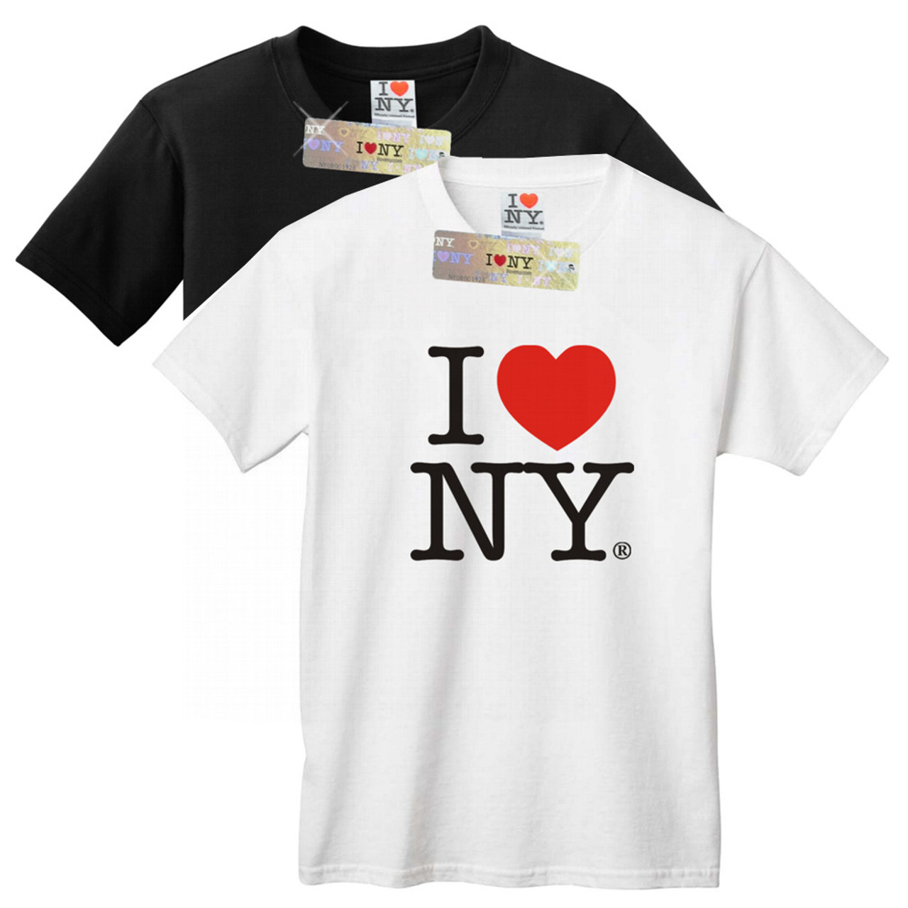 I Love NY Shirts, adult sizes in white and black. I Love NY Souvenir