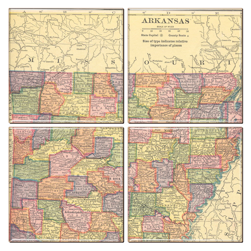 Arkansas Map Coaster Set of 4