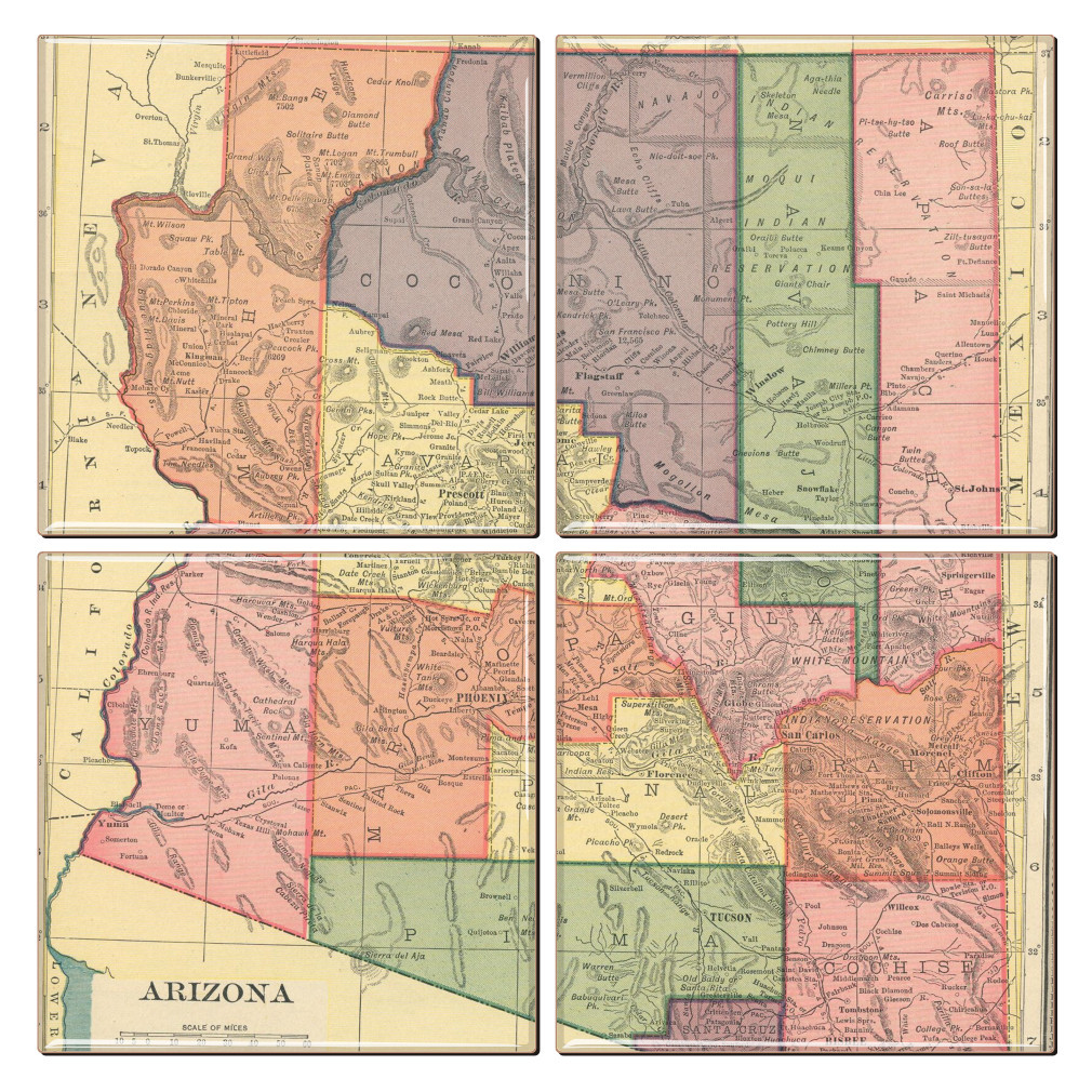 Arizona Map Coaster Set of 4