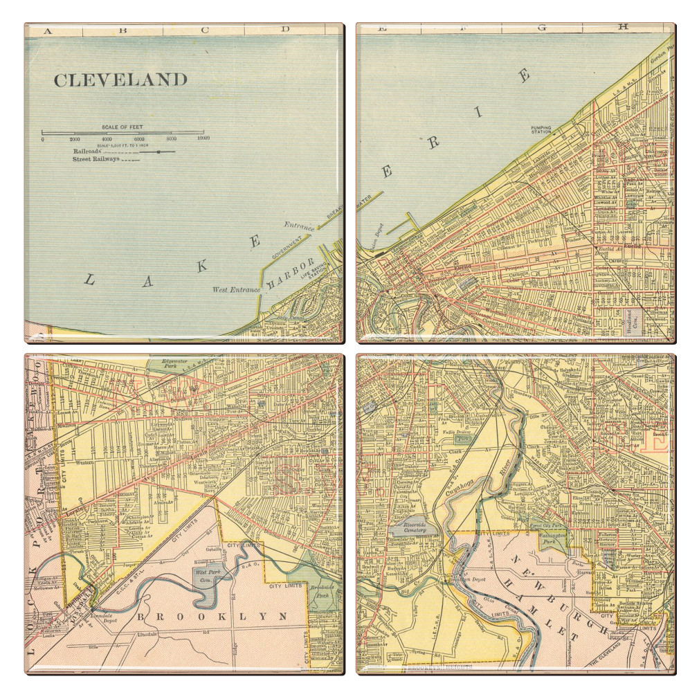 Cleveland Map Coaster Set of 4 - Thumbnail 2
