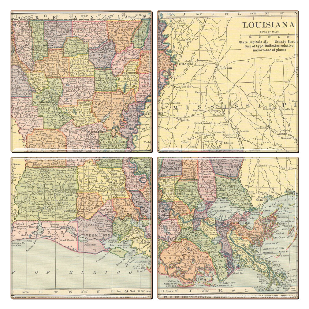 Louisiana Map Coaster Set - Thumbnail 2