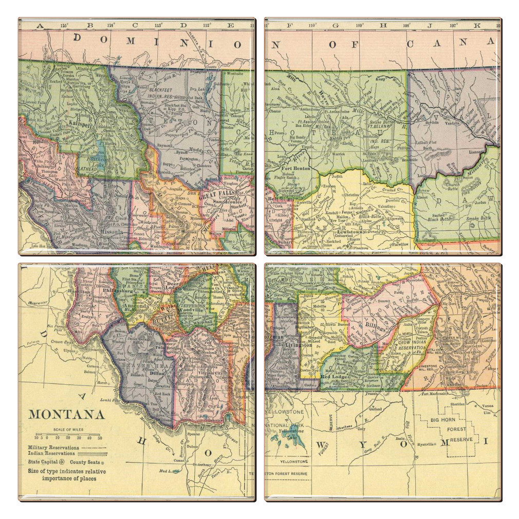Montana Map Coaster Set of 4 - Thumbnail 3