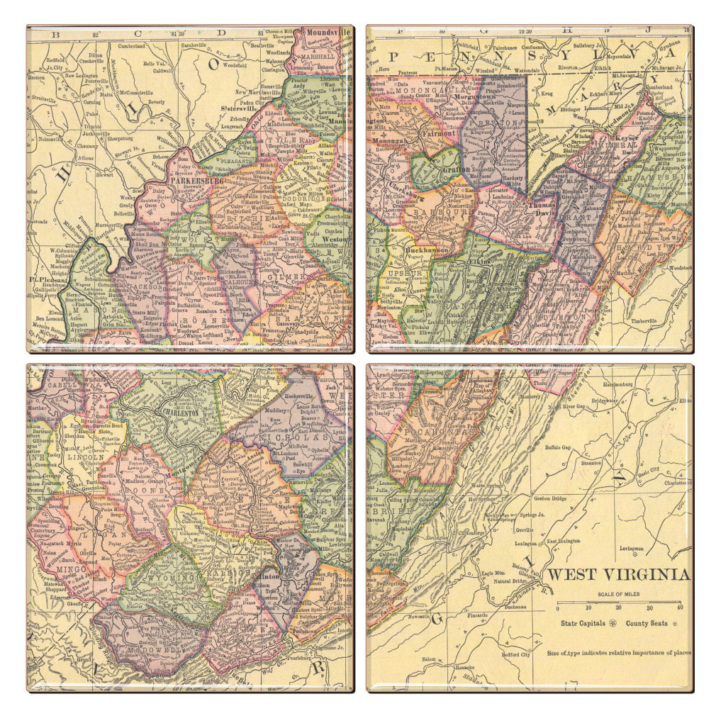 West Virginia Map Coaster Set of 4 - Thumbnail 2