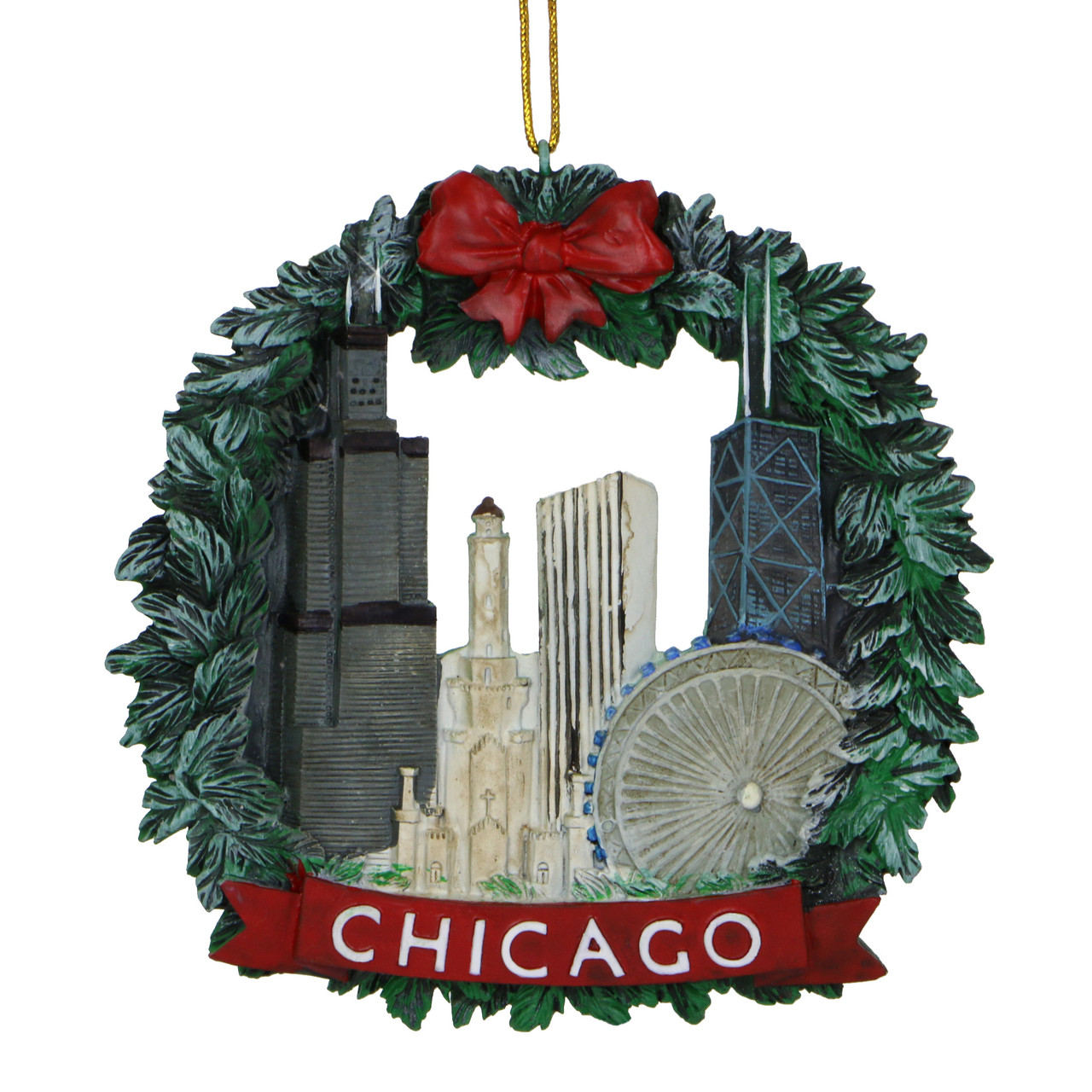 Chicago Christmas Wreath Ornament
