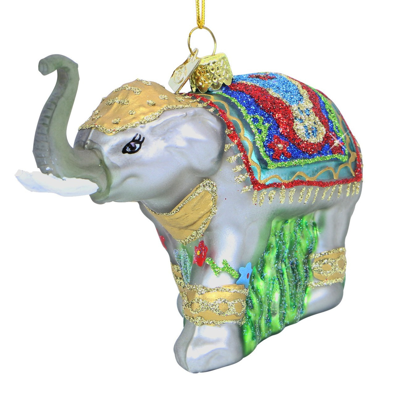 Elephant Glass Christmas Ornament