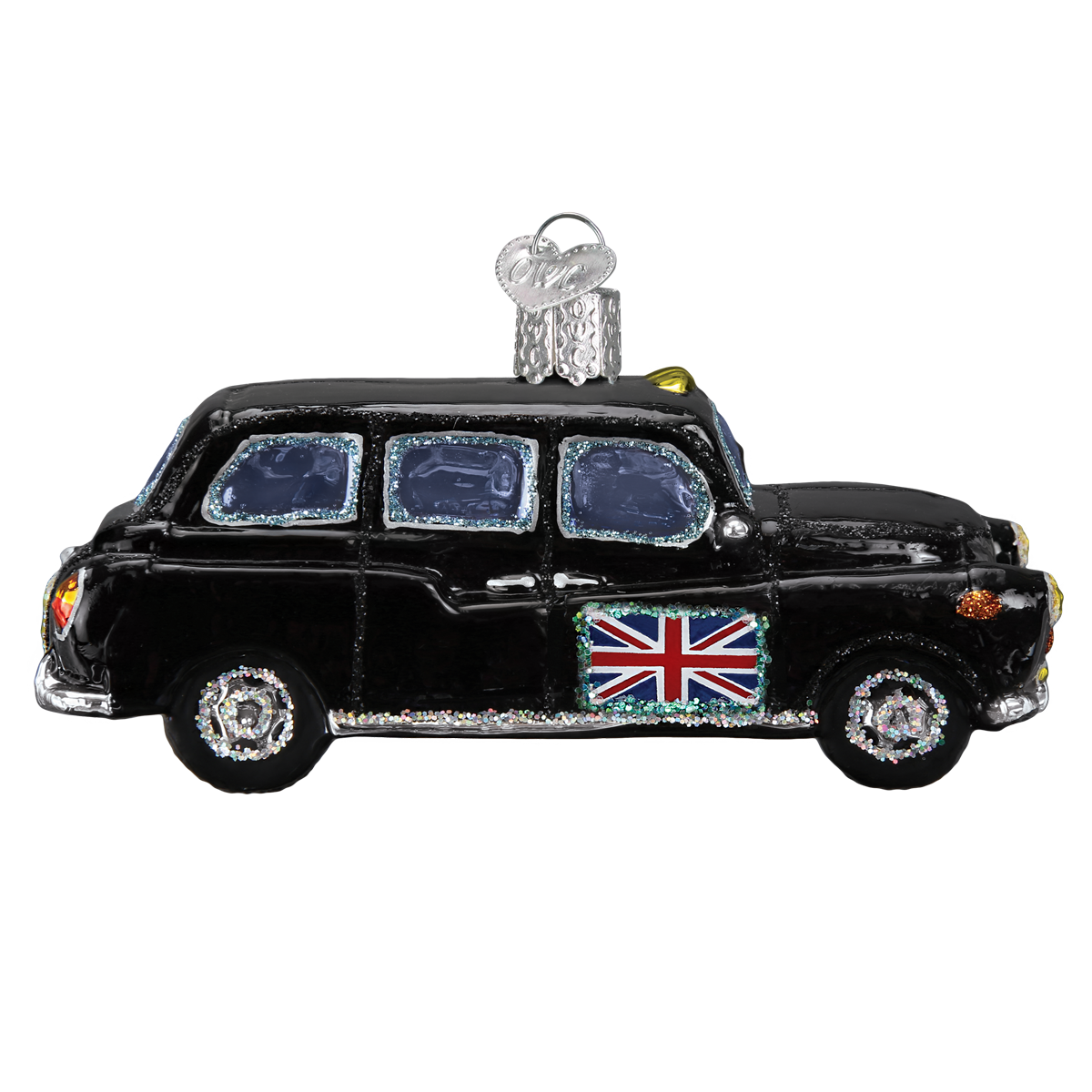 British Taxi Glass Ornament