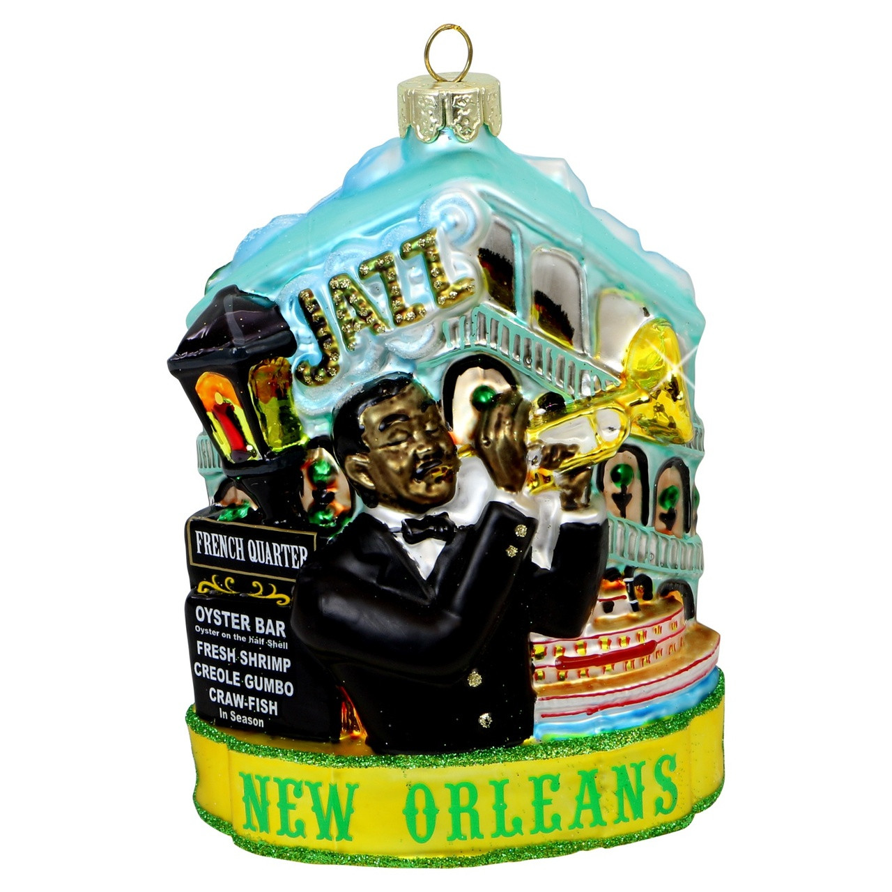 New Orleans Mardi Gras Glass Christmas Ornament