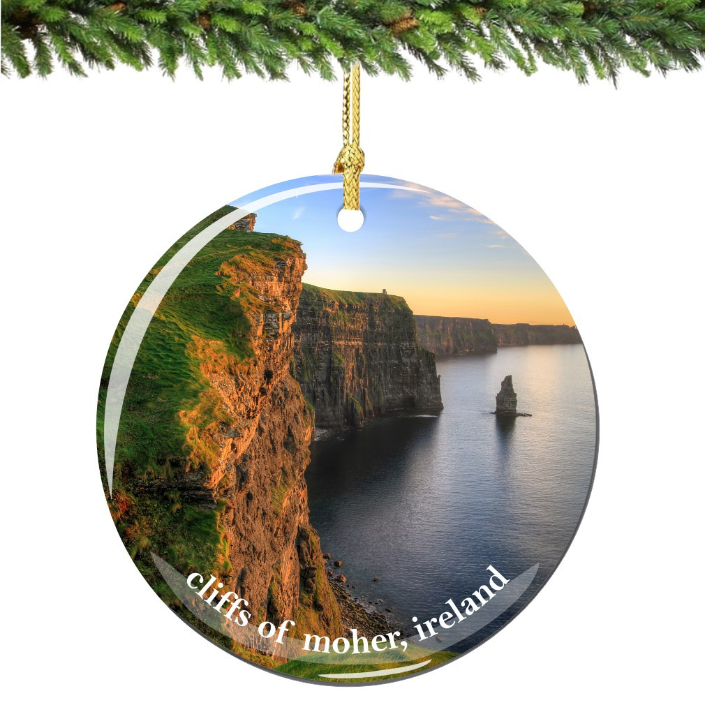 Cliffs of Moher Ireland Christmas Ornament Porcelain Double Sided