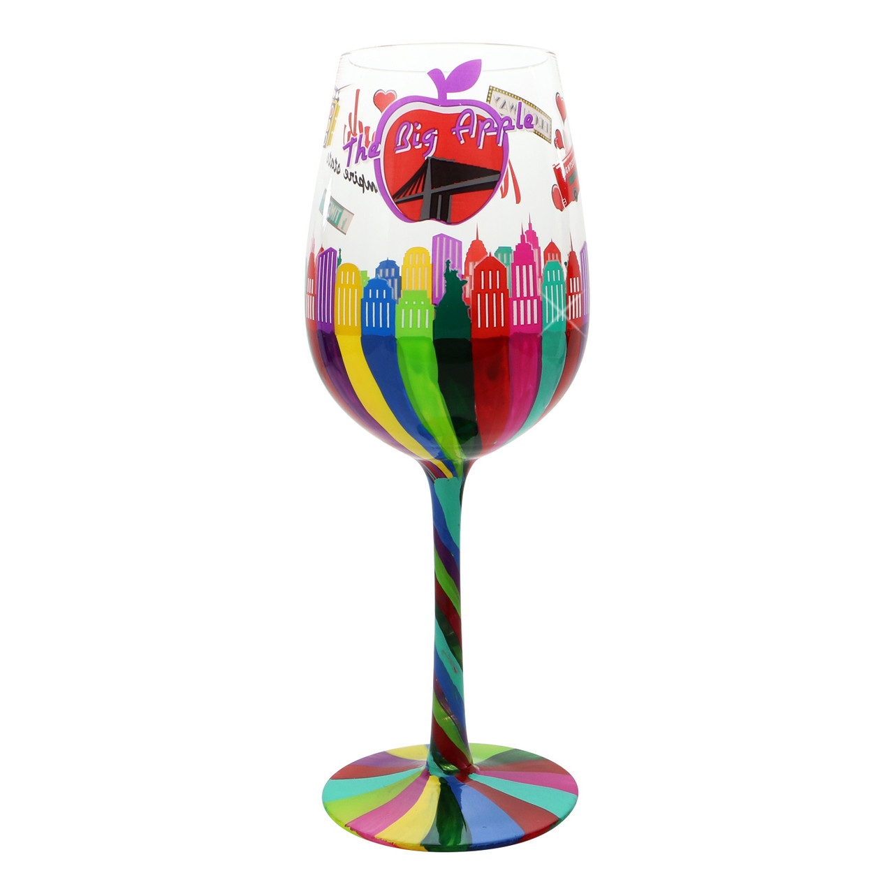 Hand painted New York City Skyline Wine Glass, Size: One size