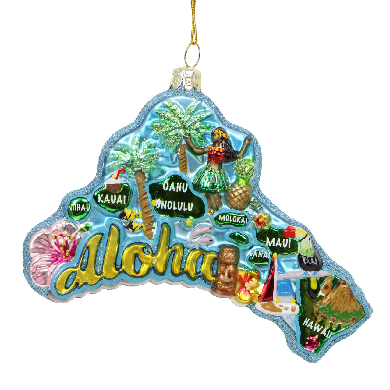 Hawaii Christmas Ornament Islands Glass