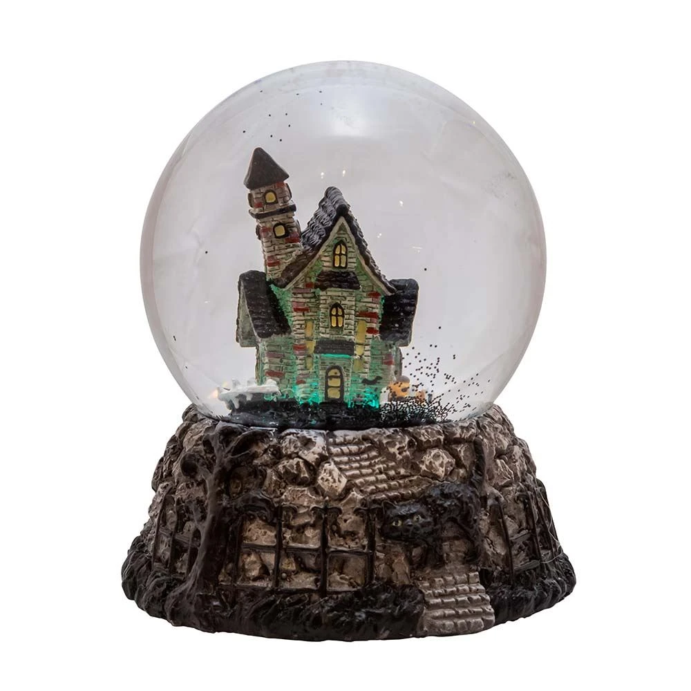 Light-Up Haunted Old House Halloween Snow Globe