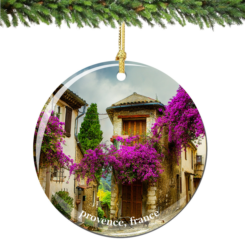 Provence Christmas Ornament Porcelain Double Sided - Thumbnail 2