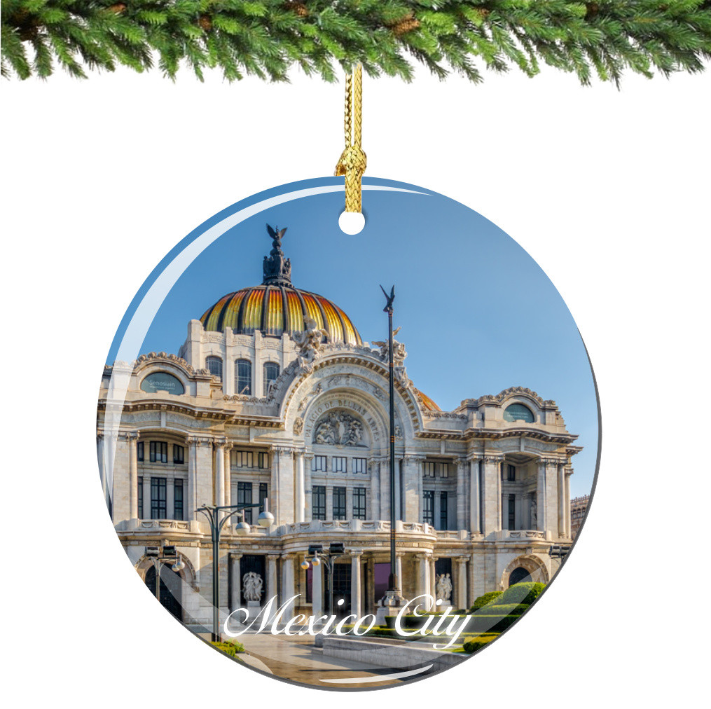 Mexico City Christmas Ornament Porcelain Double Sided