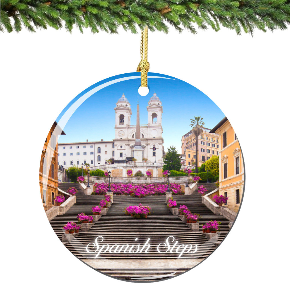 Spanish Steps Christmas Ornament Porcelain Double Sided