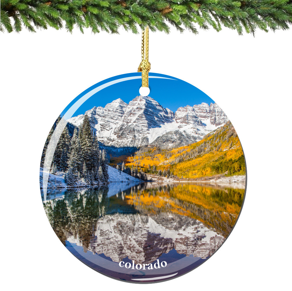 Colorado Christmas Ornament Porcelain Double Sided