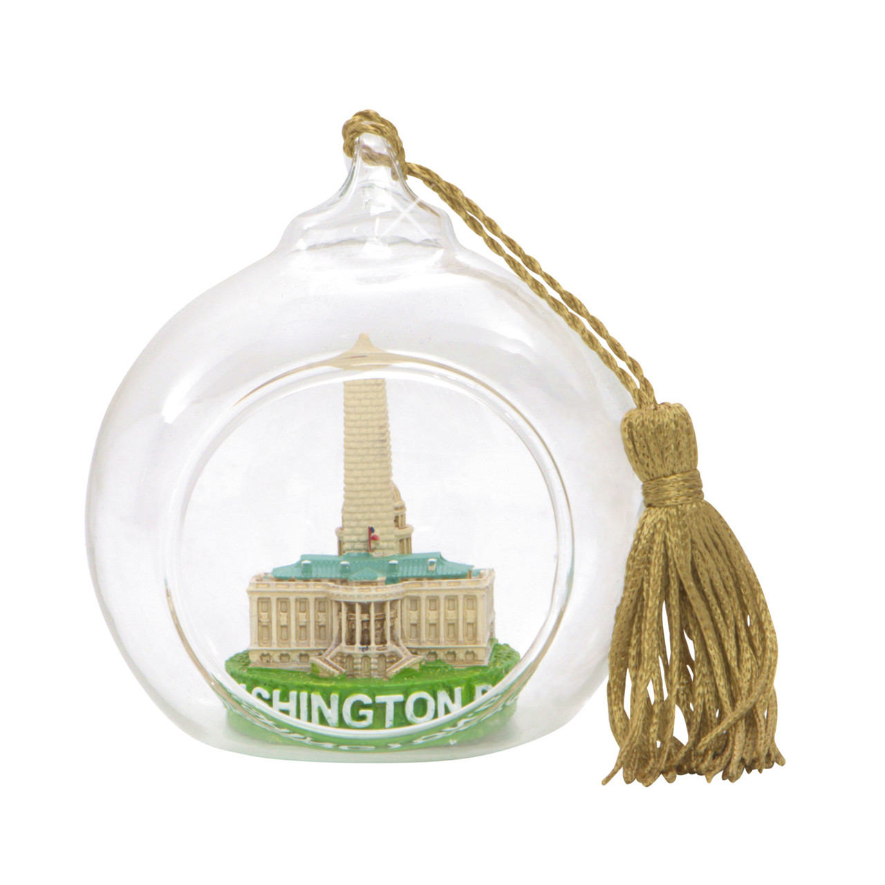 Mini Silver Skyline Washington DC Christmas Ornament Open Glass Ball - Thumbnail 2