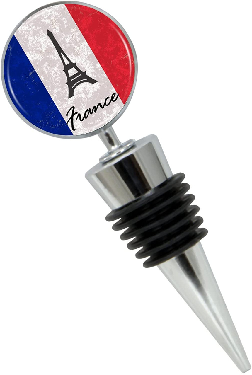 France Flag and Eiffel Tower Wine Bottle Stopper in Gift Box