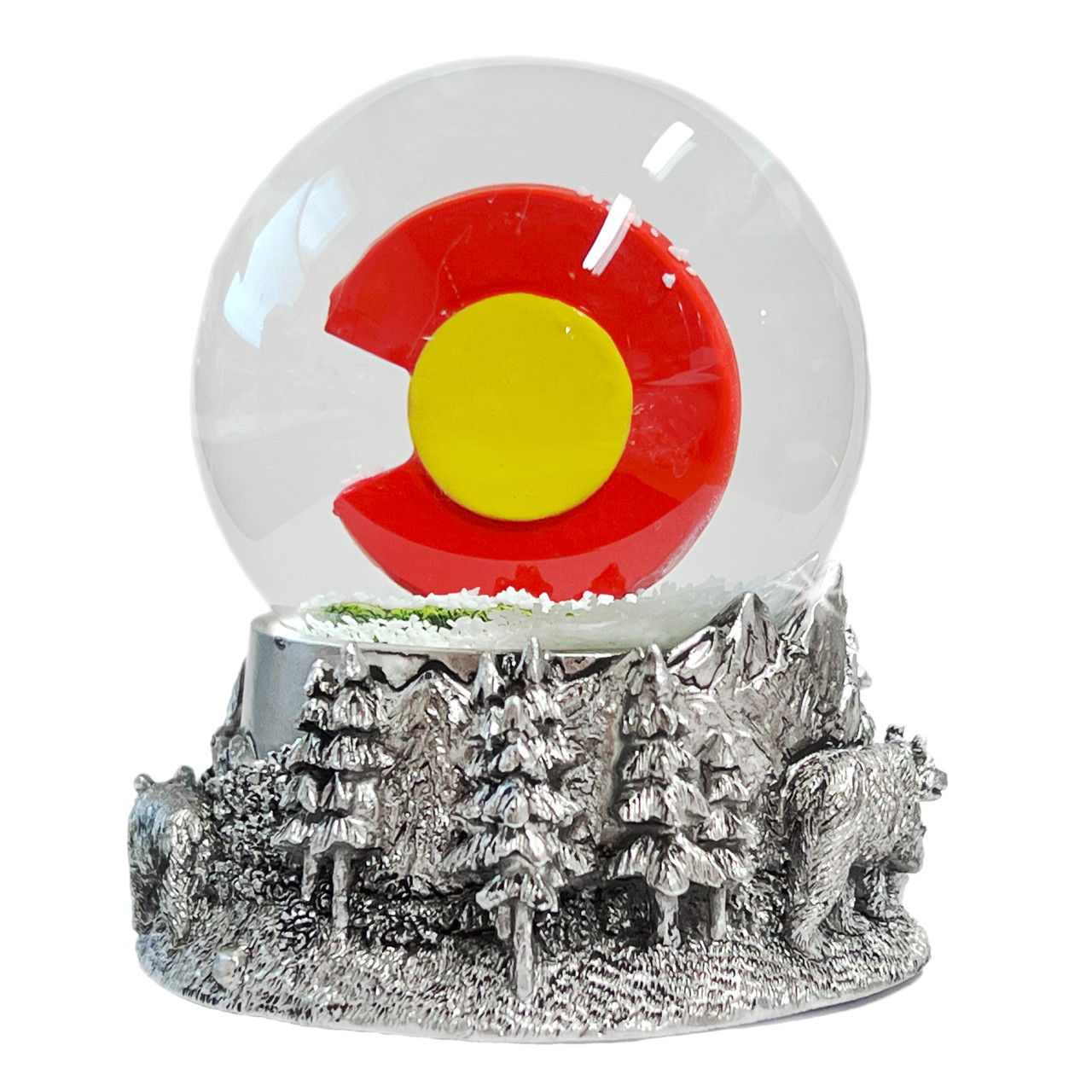 Silver Colorado State Snow Globe 3.5in