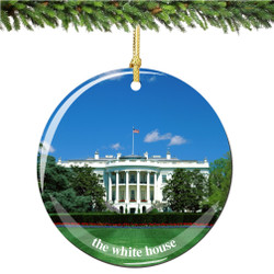 Porcelain Washington DC White House Christmas Ornament