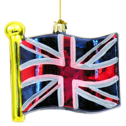 Glass British Union Jack Flag Christmas Ornament