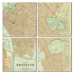 Brooklyn Antique Map Coaster Set of 4