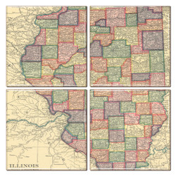 Illinois Map Coaster Set of 4