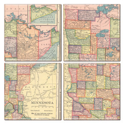 Minnesota Map Coaster Set of 4