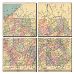 Pennsylvania Map Coaster Set of 4