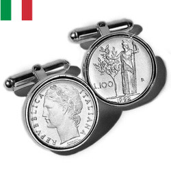 Sterling Silver Lire Coin Italian Cufflinks