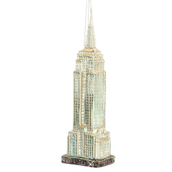 Glass Empire State Building Christmas Ornament Silver