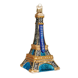 Golden Eiffel Tower Glass Ornament