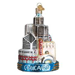 Chicago Landmarks Glass Ornament