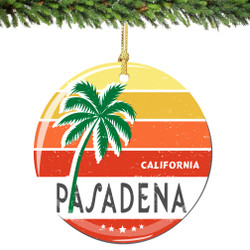 Pasadena California Christmas Ornament Porcelain Double Sided