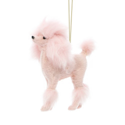 Pink Fluffy Poodle Christmas Ornament