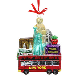 New York City Christmas Tour Glass Ornament