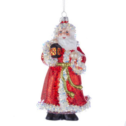 Standing Glass Santa Christmas Ornament with Glitter Inside