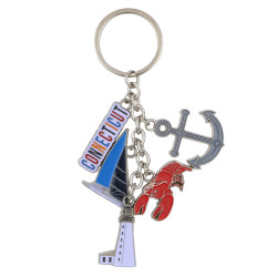 Metal Connecticut Key Chain 5 Charms