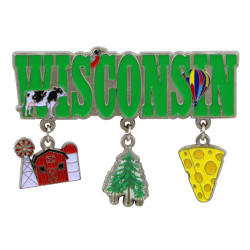 Metal Wisconsin Magnet 3 Charms