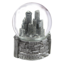 Silver Pittsburgh Skyline Snow Globe 3.5in