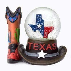 Texas Boot Snow Globe, Cowboy Hat [4 IN]