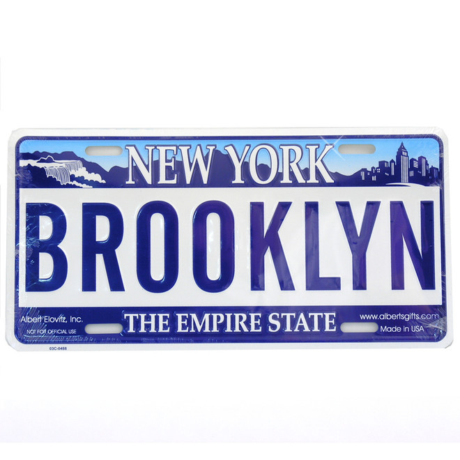 Brooklyn license plates, embossed tin