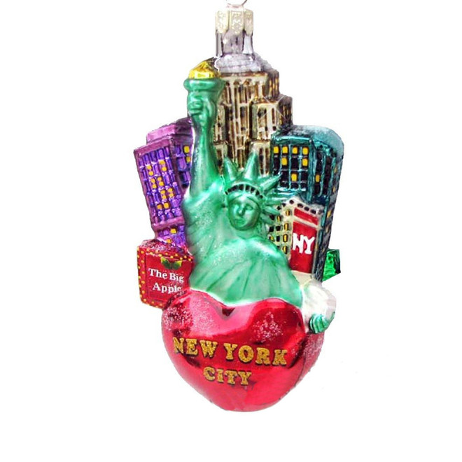 Glass Big Apple New York City Christmas Ornament