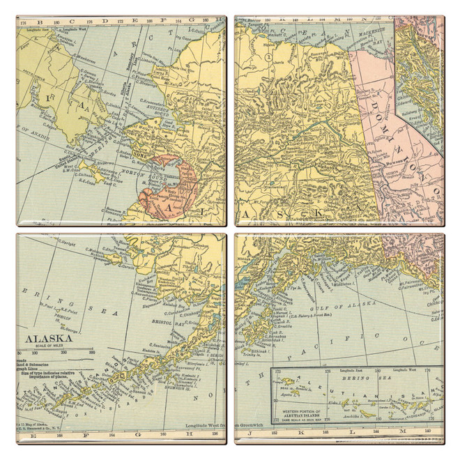 Alaska Map Coaster Set of 4