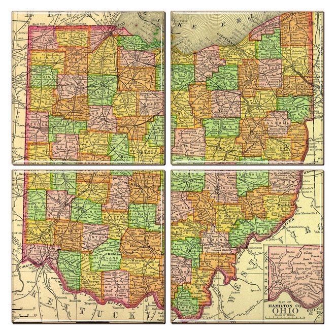 Ohio Map Coaster Set of 4