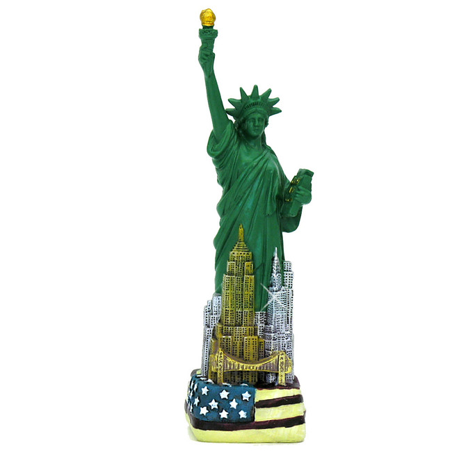 USA Flag base and Manhattan Skyline Statue of Liberty Replica Statues.