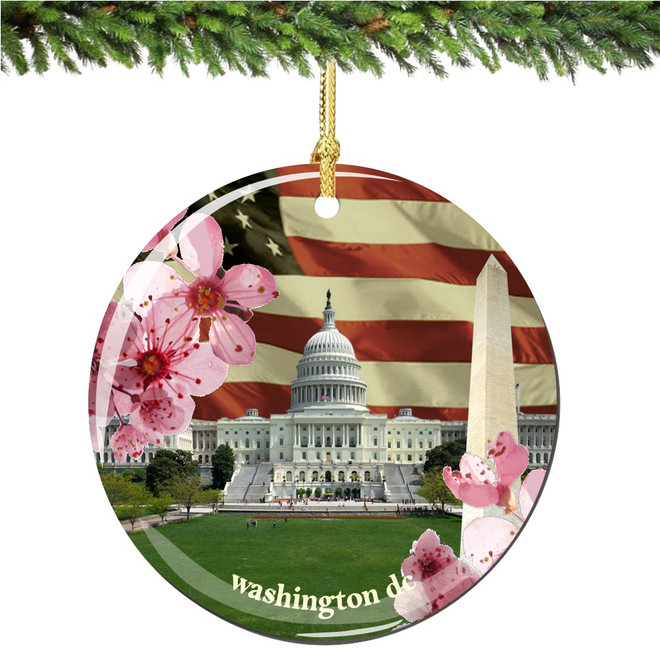 Washington DC Collage Porcelain Christmas Ornament - Thumbnail 3