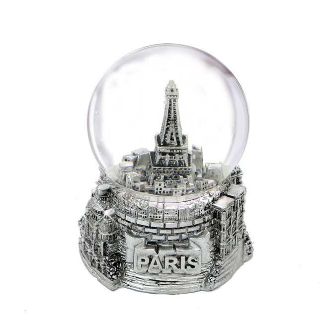 Mini Silver Paris Eiffel Tower Snow Globe 2.5 Inches