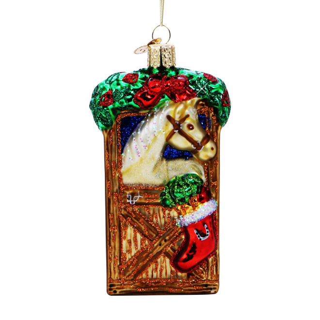 Horse Stall Glass Ornament